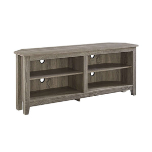 58" Transitional Corner TV Stand - Stylish Media Console with Adjustable Shelves & Cable Management System