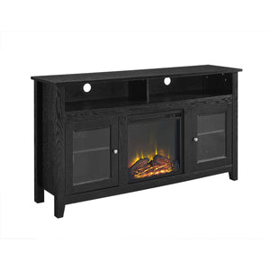 58" Transitional Fireplace Media Stand with Electric Heat, Adjustable Shelves, and Cable Management System