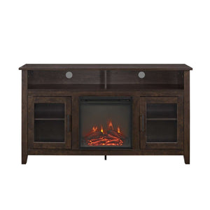 58" Transitional Fireplace Media Stand with Electric Heat, Adjustable Shelves, and Cable Management System