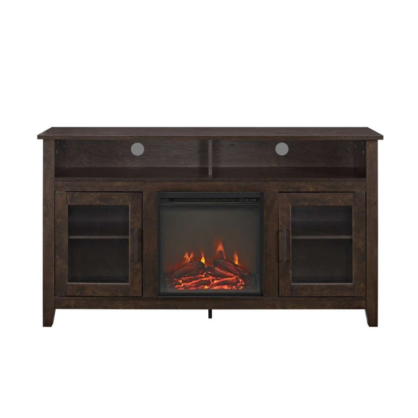58" Transitional Fireplace Media Stand with Electric Heat, Adjustable Shelves, and Cable Management System