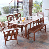 6-Piece Acacia Wood Outdoor Patio Dining Set with Cushions