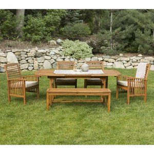 6-Piece Acacia Wood Outdoor Dining Set with Cushions - Stylish, Durable, Perfect for Entertaining!