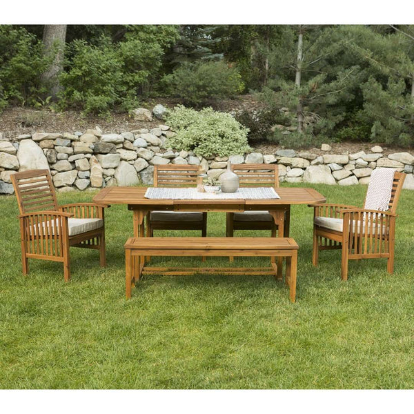 6-Piece Acacia Wood Outdoor Dining Set with Cushions - Stylish, Durable, Perfect for Entertaining!