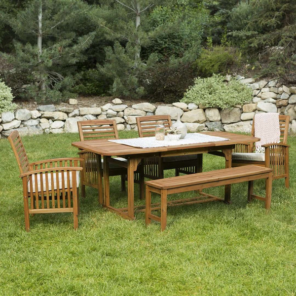6-Piece Acacia Wood Outdoor Dining Set with Cushions - Stylish, Durable, Perfect for Entertaining!