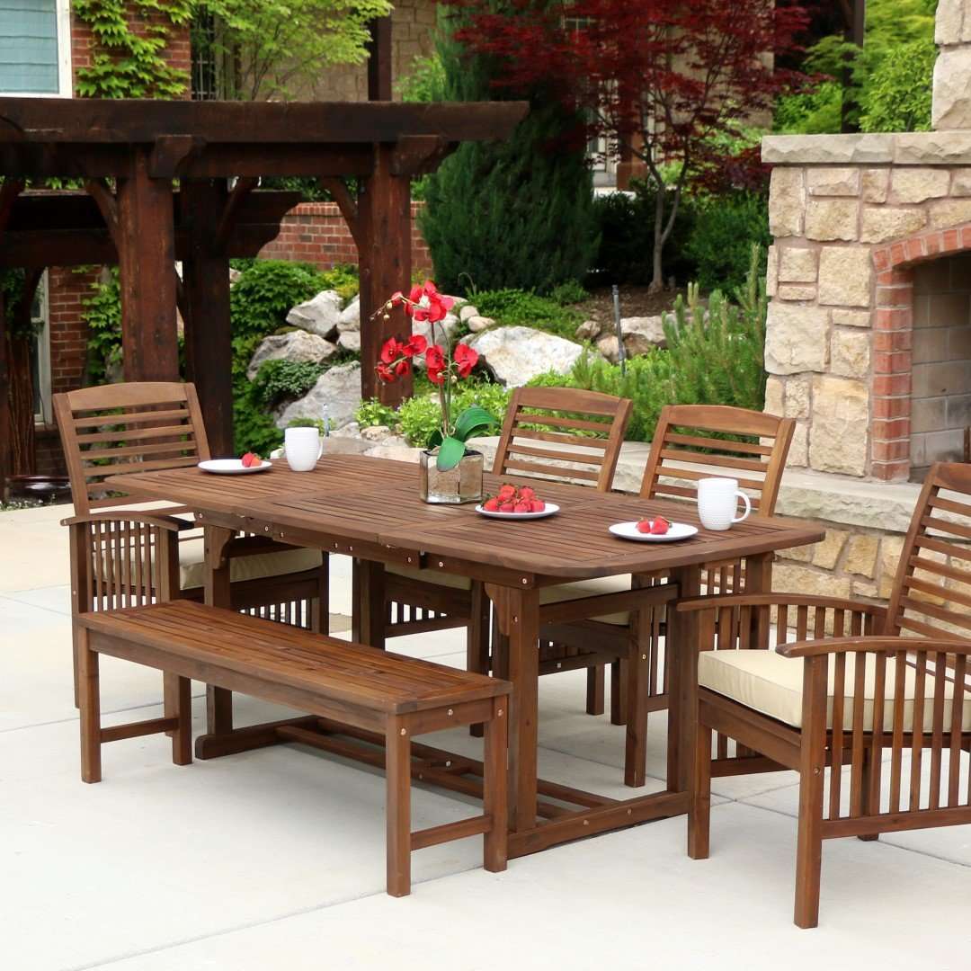 6-Piece Acacia Wood Outdoor Dining Set with Cushions Stylish, Durable, Perfect for Entertaining!