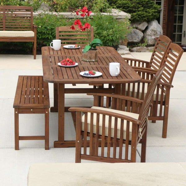 6-Piece Acacia Wood Outdoor Dining Set with Cushions - Stylish, Durable, Perfect for Entertaining!