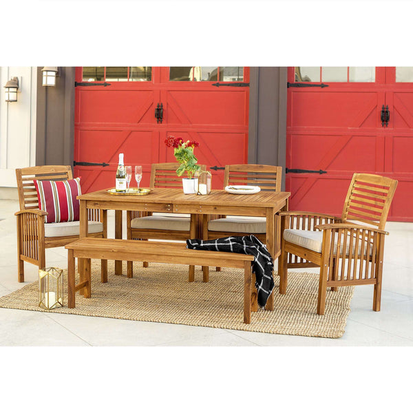 6-Piece Modern Acacia Wood Patio Dining Set – Stylish Outdoor Furniture for Relaxing Gatherings