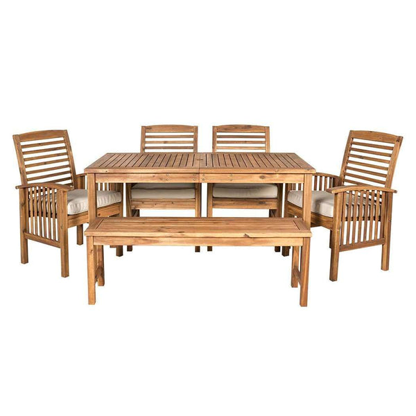 6-Piece Modern Acacia Wood Patio Dining Set – Stylish Outdoor Furniture for Relaxing Gatherings