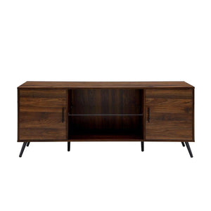 60" Stylish Mid Century Modern TV Stand with Tempered Glass Shelf and Adjustable Storage Solutions