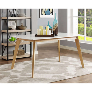 60" Mid Century Modern Wood Dining Table - White/Solid Wood in Solid Wood, High-Grade Painted Mdf