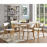 60" Mid Century Modern Wood Dining Table - White/Solid Wood in Solid Wood, High-Grade Painted Mdf