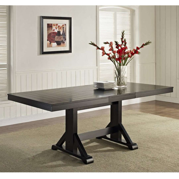 60" Modern Farmhouse Wood Dining Table with Butterfly Leaf - Stylish Antique Black Finish, Seats 6