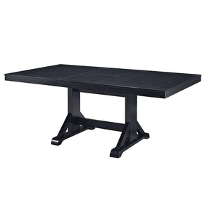60" Modern Farmhouse Wood Dining Table with Butterfly Leaf - Stylish Antique Black Finish, Seats 6