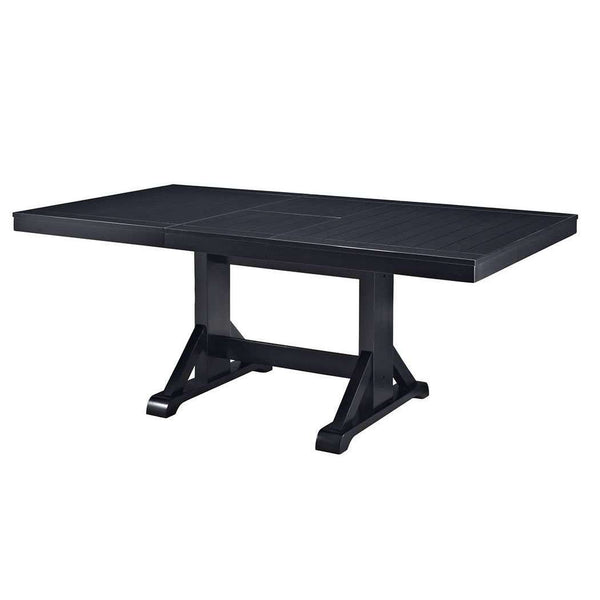 60" Modern Farmhouse Wood Dining Table with Butterfly Leaf - Stylish Antique Black Finish, Seats 6