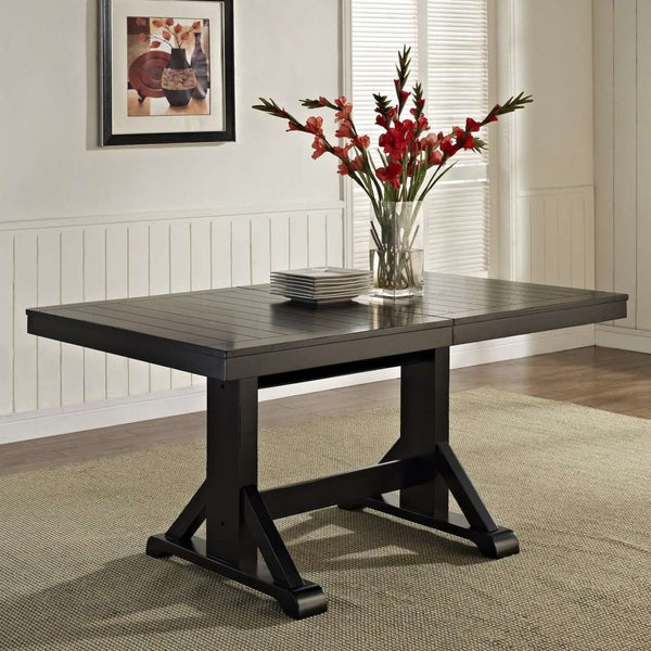 60" Modern Farmhouse Wood Dining Table with Butterfly Leaf - Stylish Antique Black Finish, Seats 6
