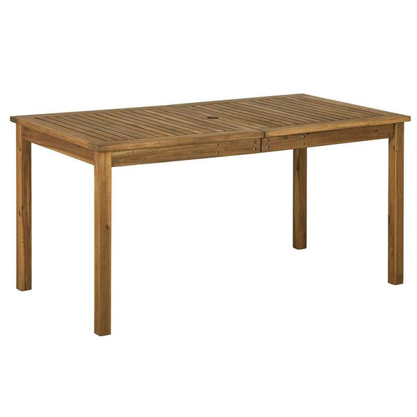 60" Outdoor Acacia Wood Dining Table - Modern Design with Umbrella Hole for Stylish Patio Gatherings