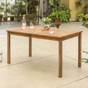60" Outdoor Acacia Wood Dining Table - Modern Design with Umbrella Hole for Stylish Patio Gatherings
