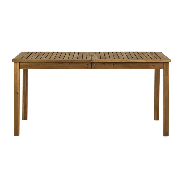 60" Outdoor Acacia Wood Dining Table - Modern Design with Umbrella Hole for Stylish Patio Gatherings
