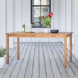 60" Outdoor Acacia Wood Dining Table - Modern Design with Umbrella Hole for Stylish Patio Gatherings