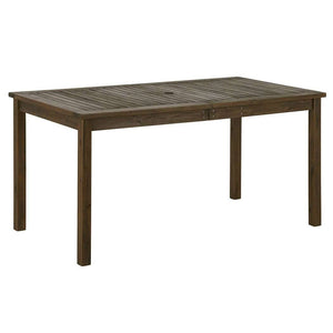 60" Outdoor Acacia Wood Dining Table - Modern Design with Umbrella Hole for Stylish Patio Gatherings
