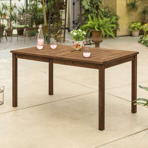 60" Outdoor Acacia Wood Dining Table - Modern Design with Umbrella Hole for Stylish Patio Gatherings