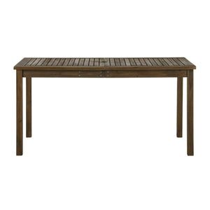 60" Outdoor Acacia Wood Dining Table - Modern Design with Umbrella Hole for Stylish Patio Gatherings