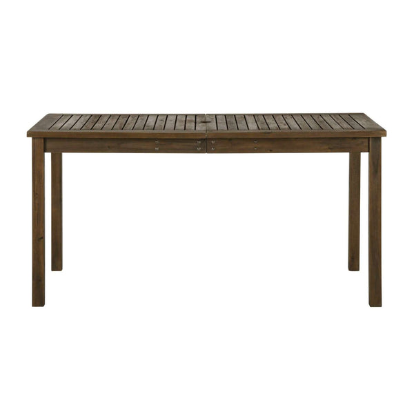 60" Outdoor Acacia Wood Dining Table - Modern Design with Umbrella Hole for Stylish Patio Gatherings