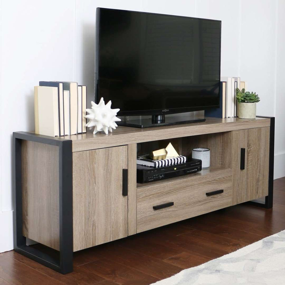 60" Urban Industrial TV Stand with Storage Cabinets & Large Drawer for Stylish Living Room Organization