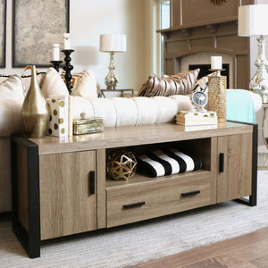 60" Urban Industrial TV Stand with Storage Cabinets & Large Drawer for Stylish Living Room Organization