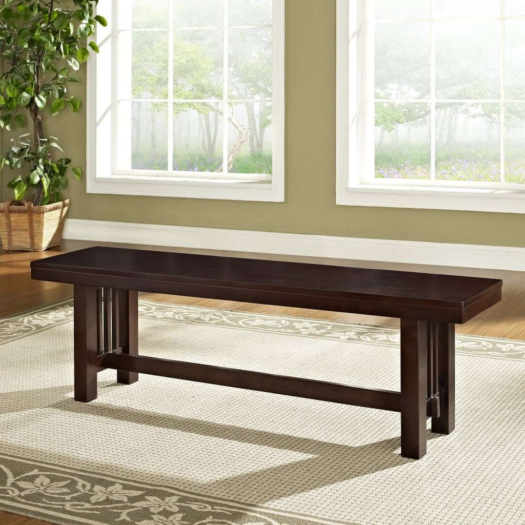 60" Wood Dining Bench - Cappuccino in High-Grade Mdf, Solid Wood Veneers