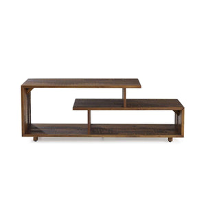 60in Rustic Modern Solid TV Stand - Stylish Asymmetrical Design for Organizing Your Living Room Space