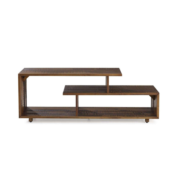 60in Rustic Modern Solid TV Stand - Stylish Asymmetrical Design for Organizing Your Living Room Space
