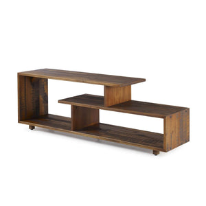 60in Rustic Modern Solid TV Stand - Stylish Asymmetrical Design for Organizing Your Living Room Space