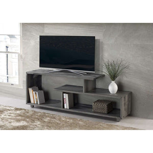 60in Rustic Modern Solid TV Stand - Stylish Asymmetrical Design for Organizing Your Living Room Space