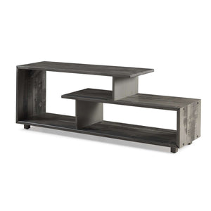 60in Rustic Modern Solid TV Stand - Stylish Asymmetrical Design for Organizing Your Living Room Space