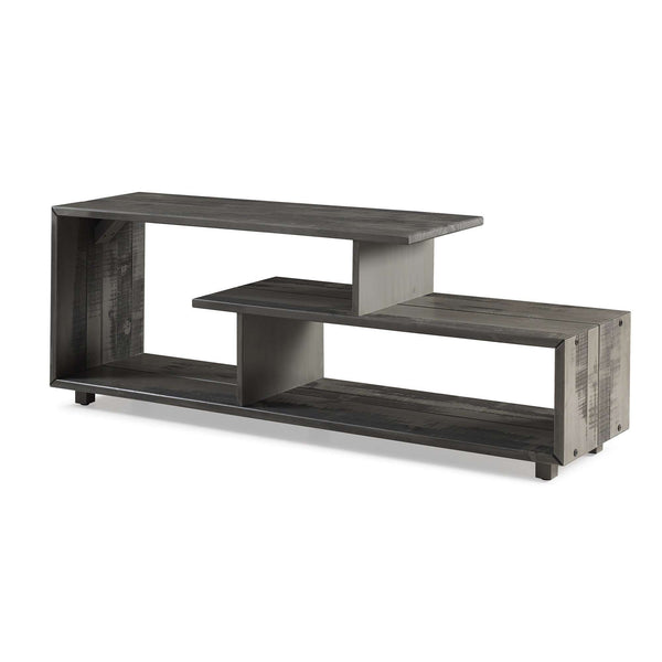 60in Rustic Modern Solid TV Stand - Stylish Asymmetrical Design for Organizing Your Living Room Space