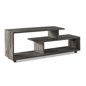60in Rustic Modern Solid TV Stand - Stylish Asymmetrical Design for Organizing Your Living Room Space