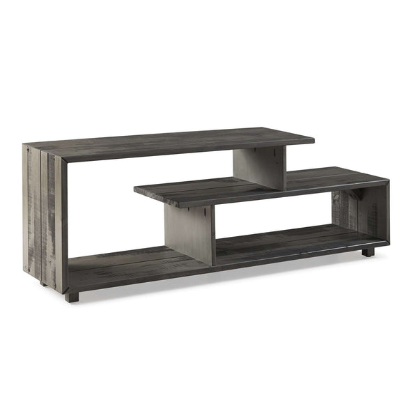 60in Rustic Modern Solid TV Stand - Stylish Asymmetrical Design for Organizing Your Living Room Space