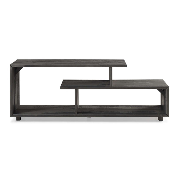 60in Rustic Modern Solid TV Stand - Stylish Asymmetrical Design for Organizing Your Living Room Space