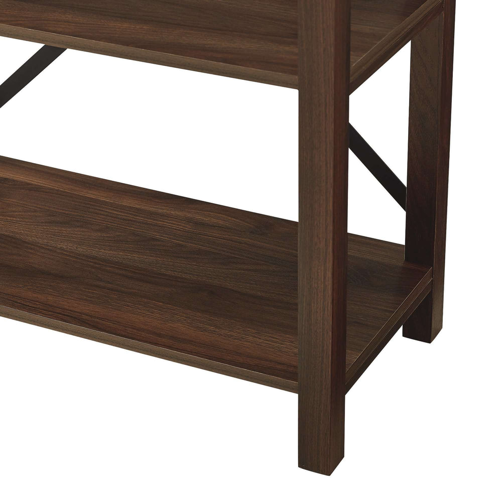 64" Farmhouse Metal Bookcase in Dark Walnut - Stylish Storage Solution for Home, Office & Decor!