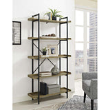 68" Rustic Industrial 5-Shelf Wood Bookcase