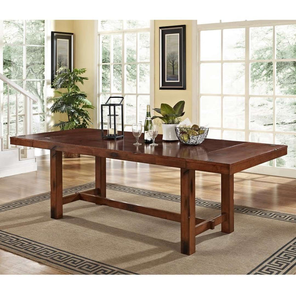 68" Rustic Wood Expandable Dining Table - Dark Oak, Seats 6, Space-Saving Design, Ready to Assemble!