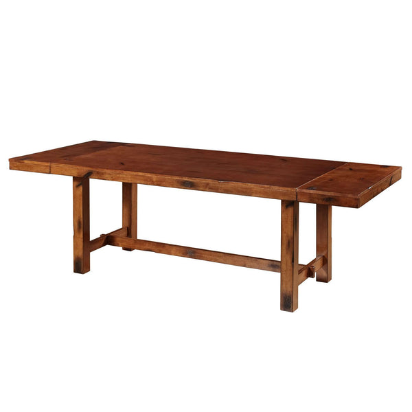 68" Rustic Wood Expandable Dining Table - Dark Oak, Seats 6, Space-Saving Design, Ready to Assemble!