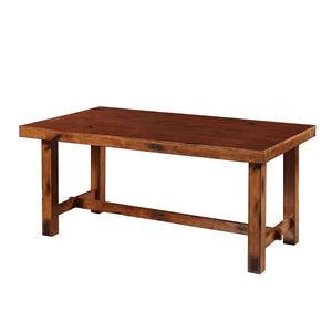 68" Rustic Wood Expandable Dining Table - Dark Oak, Seats 6, Space-Saving Design, Ready to Assemble!