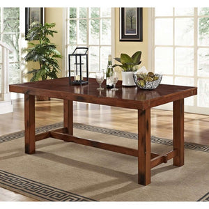 68" Rustic Wood Expandable Dining Table - Dark Oak, Seats 6, Space-Saving Design, Ready to Assemble!