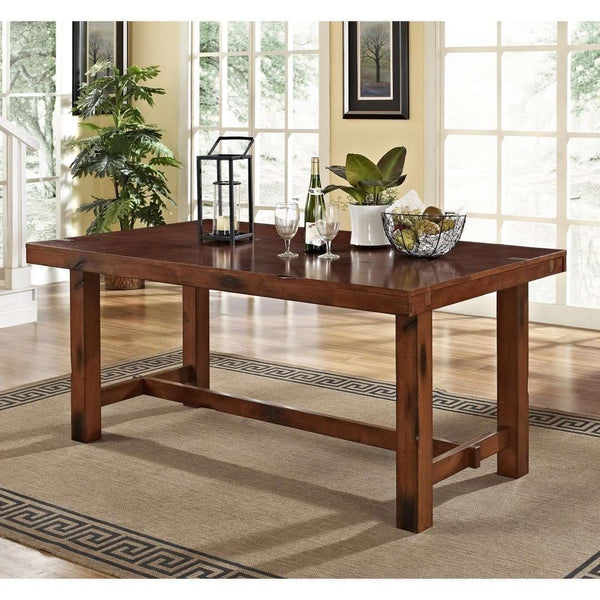68" Rustic Wood Expandable Dining Table - Dark Oak, Seats 6, Space-Saving Design, Ready to Assemble!