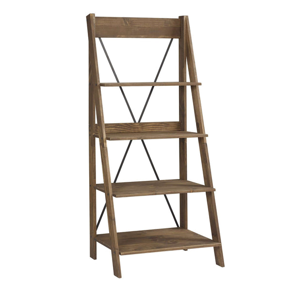 68" Solid Wood Ladder Bookshelf - Stylish Design with Four Fixed Shelves for Plants and Décor Display
