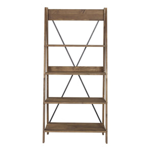 68" Solid Wood Ladder Bookshelf - Stylish Design with Four Fixed Shelves for Plants and Décor Display