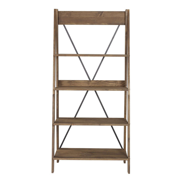 68" Solid Wood Ladder Bookshelf - Stylish Design with Four Fixed Shelves for Plants and Décor Display