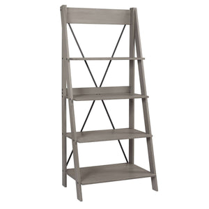 68" Solid Wood Ladder Bookshelf - Stylish Design with Four Fixed Shelves for Plants and Décor Display